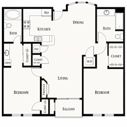 A black and white image of a floor plan for a house.
